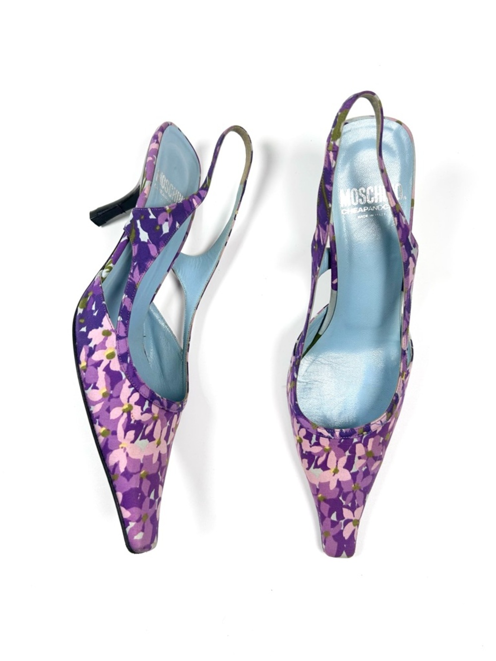 Vintage Moschino Cheap & Chic Purple Floral Slingback Heel‎ Women’s 39 Spring